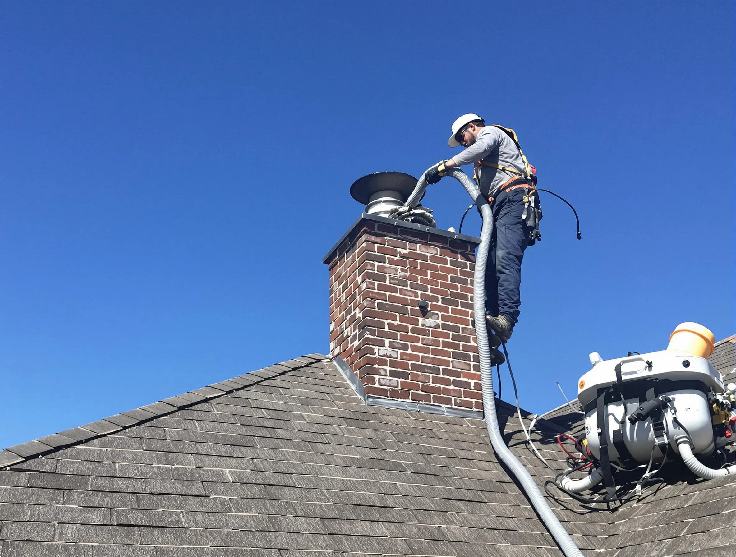 Dedicated Frederick Chimney Sweep team member cleaning a chimney in Frederick, CO
