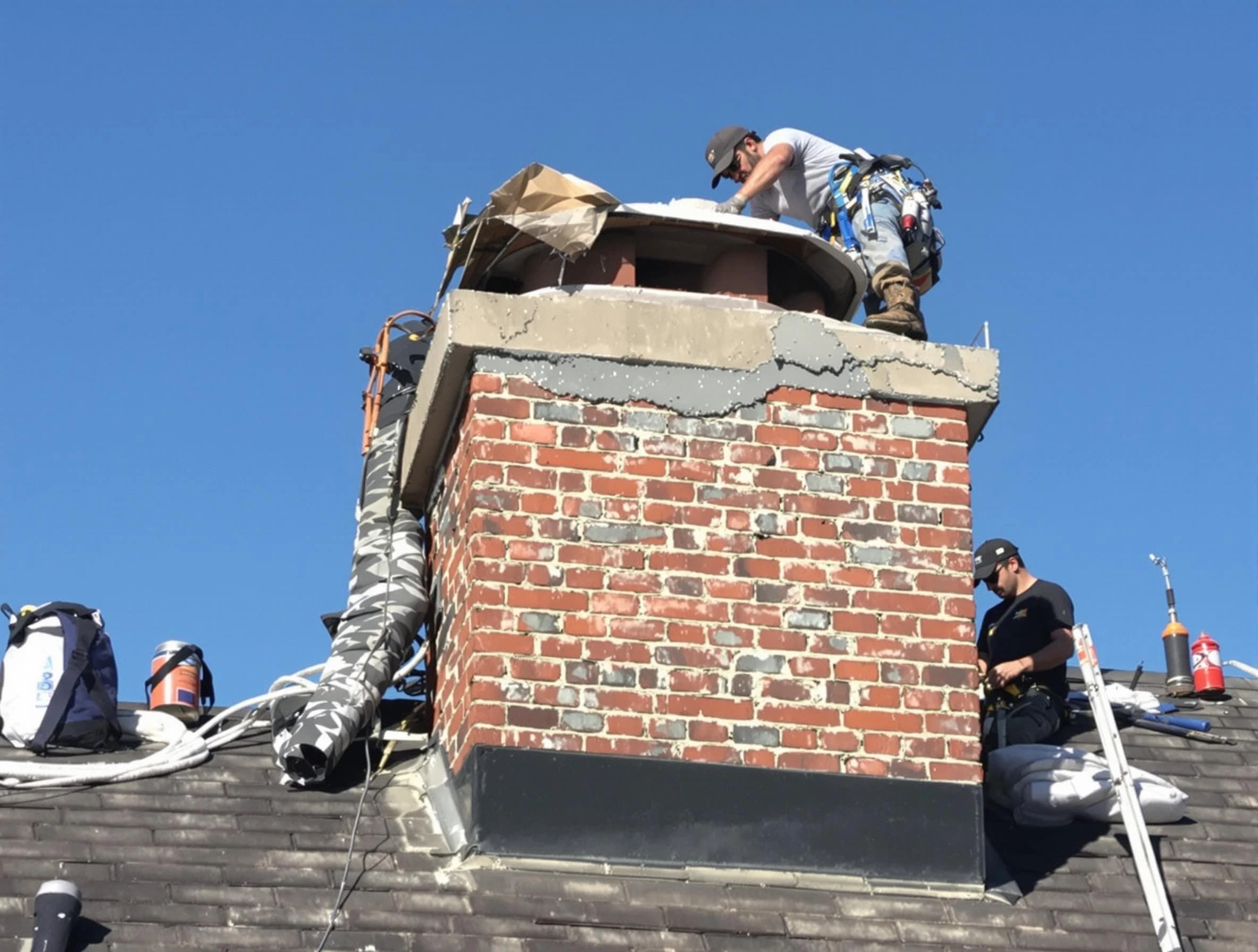 Frederick Chimney Sweep installing a custom chimney crown in Frederick, CO