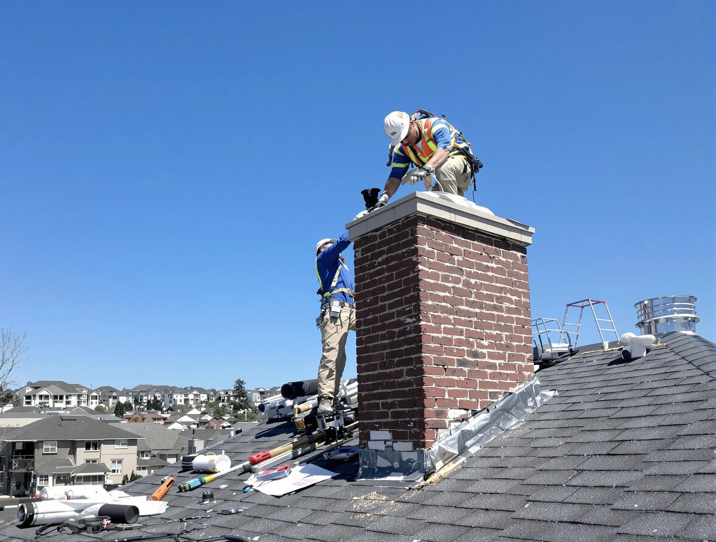 Frederick Chimney Sweep repairing a chimney crown in Frederick, CO