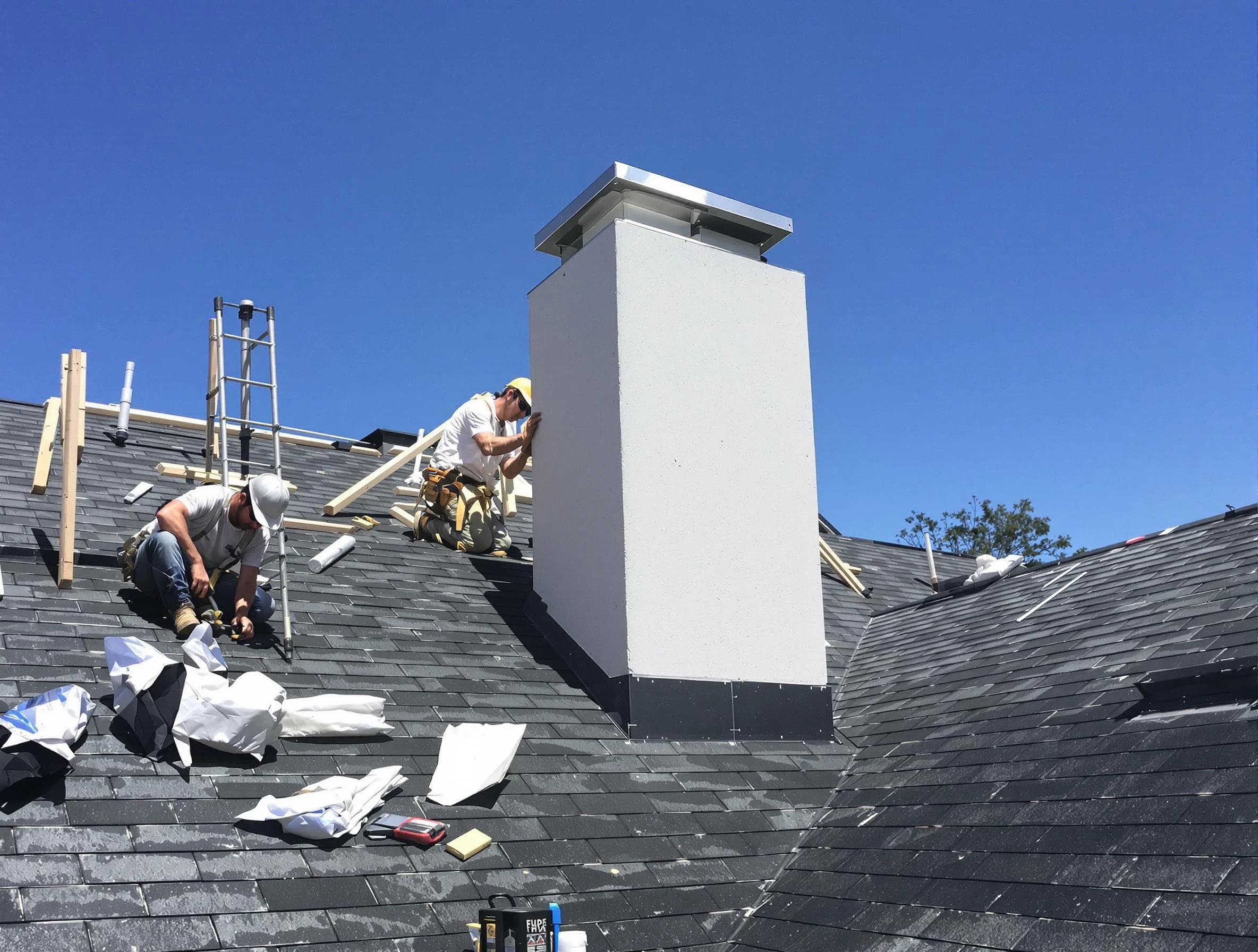 Frederick Chimney Sweep crew installing a new chimney in Frederick, CO