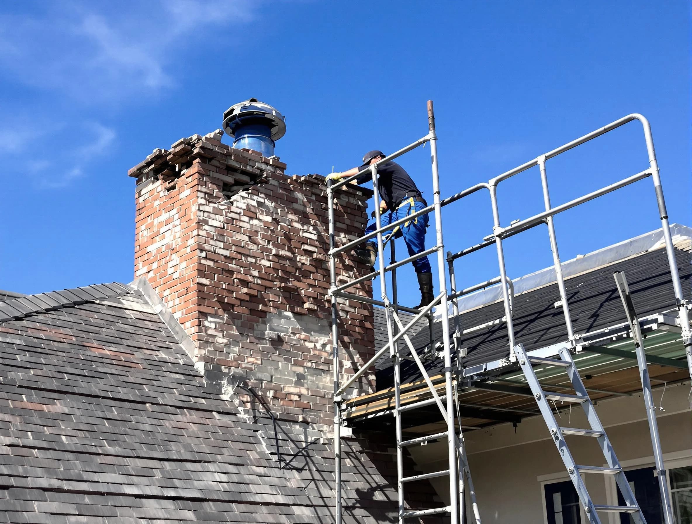 Rebuilding a chimney structure by Frederick Chimney Sweep in Frederick, CO