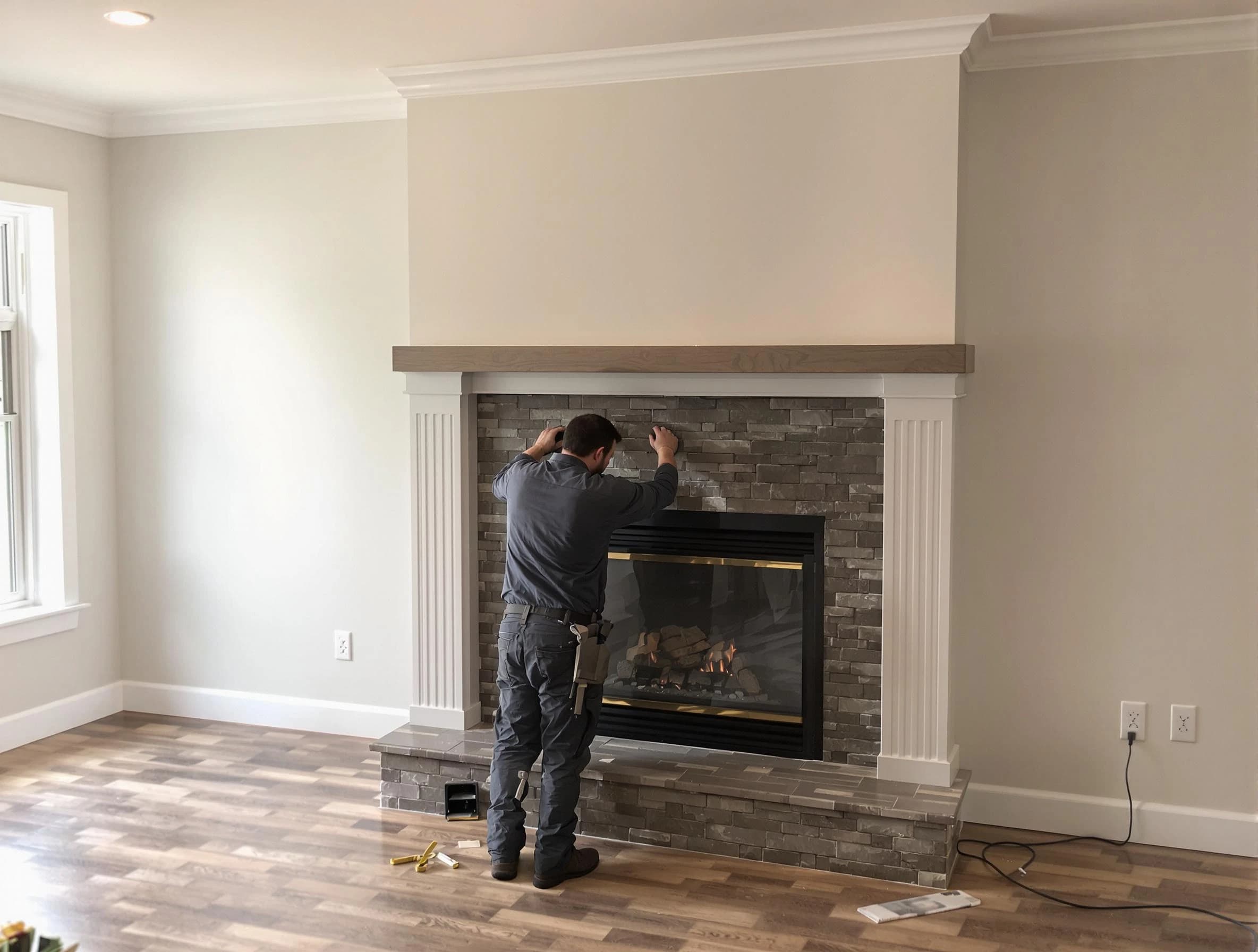 Frederick Chimney Sweep finishing a custom fireplace install in Frederick, CO