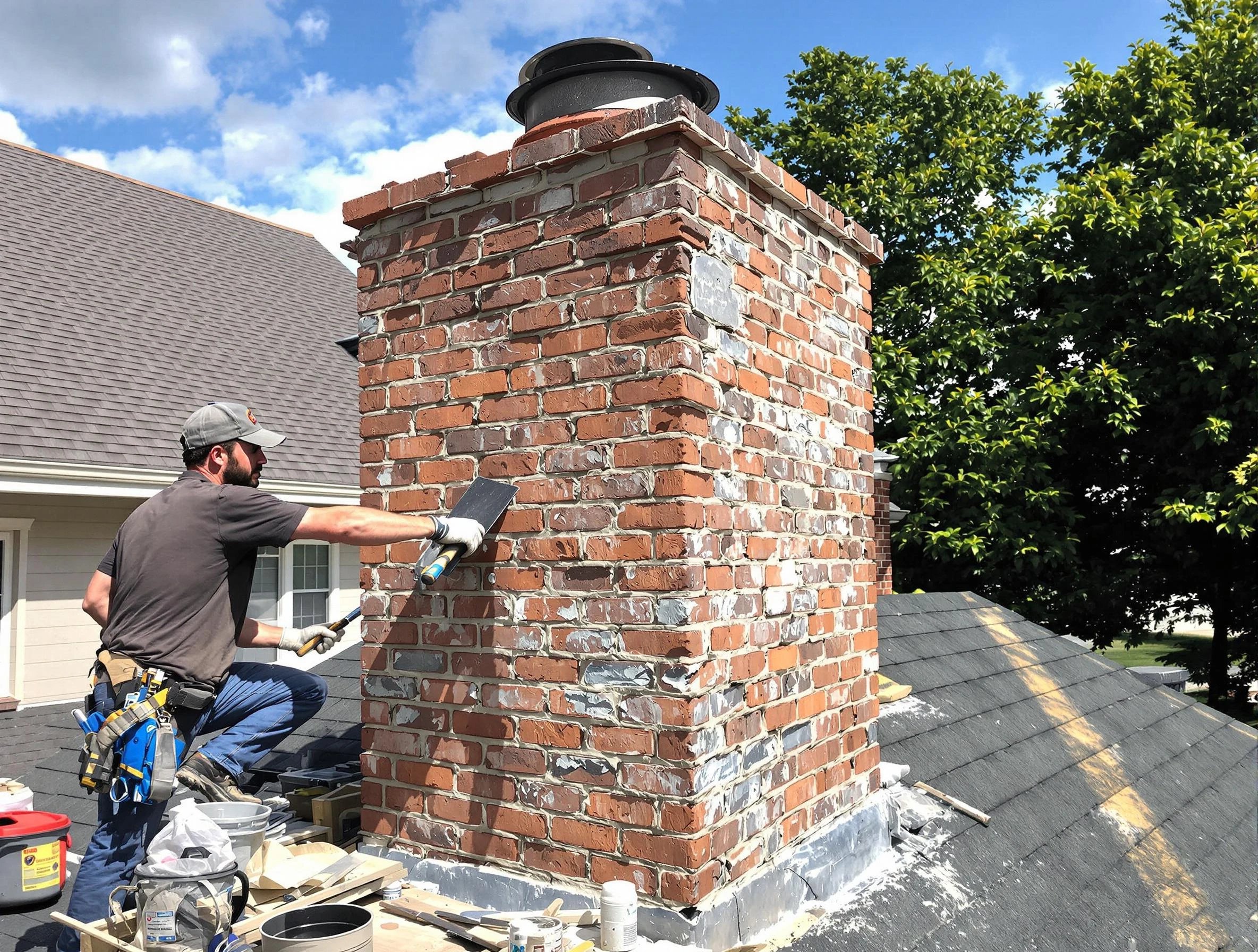 Completed chimney rebuild by Frederick Chimney Sweep in Frederick, CO