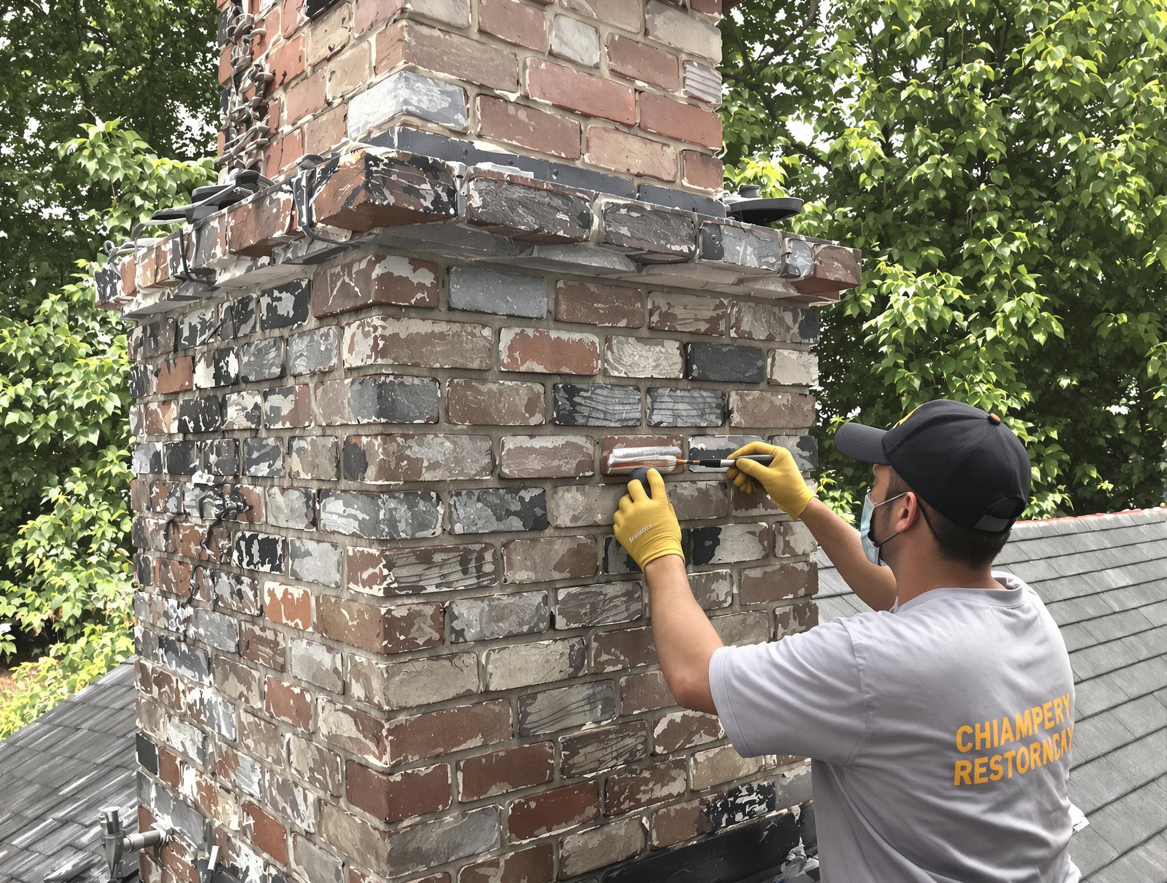 In-progress chimney restoration by Frederick Chimney Sweep in Frederick, CO